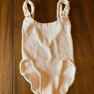 Hunza G Domino One Piece In Natural/Blush w/Tortoiseshell Accents